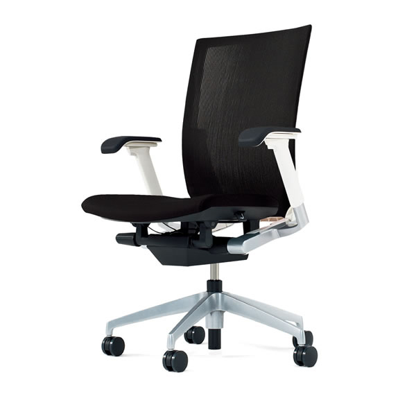 ヴェントチェア （ Vento chair ） KE867JA1-ZLT1T2 ストライプレイヤーファブリック （ランバーサポート付）/可動肘付/アルミ脚（シルバーメタリック） ［ZL×T2_オフブラックT］