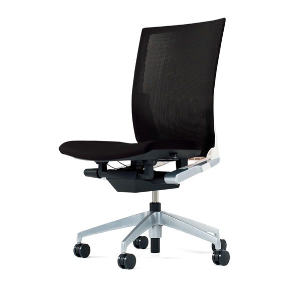 ヴェントチェア （ Vento chair ） KE-860JA-ZLT1T5 ストライプレイヤーファブリック （ランバーサポート付）/肘なし/アルミ脚（シルバーメタリック） ［ZL×T5_グレーT］