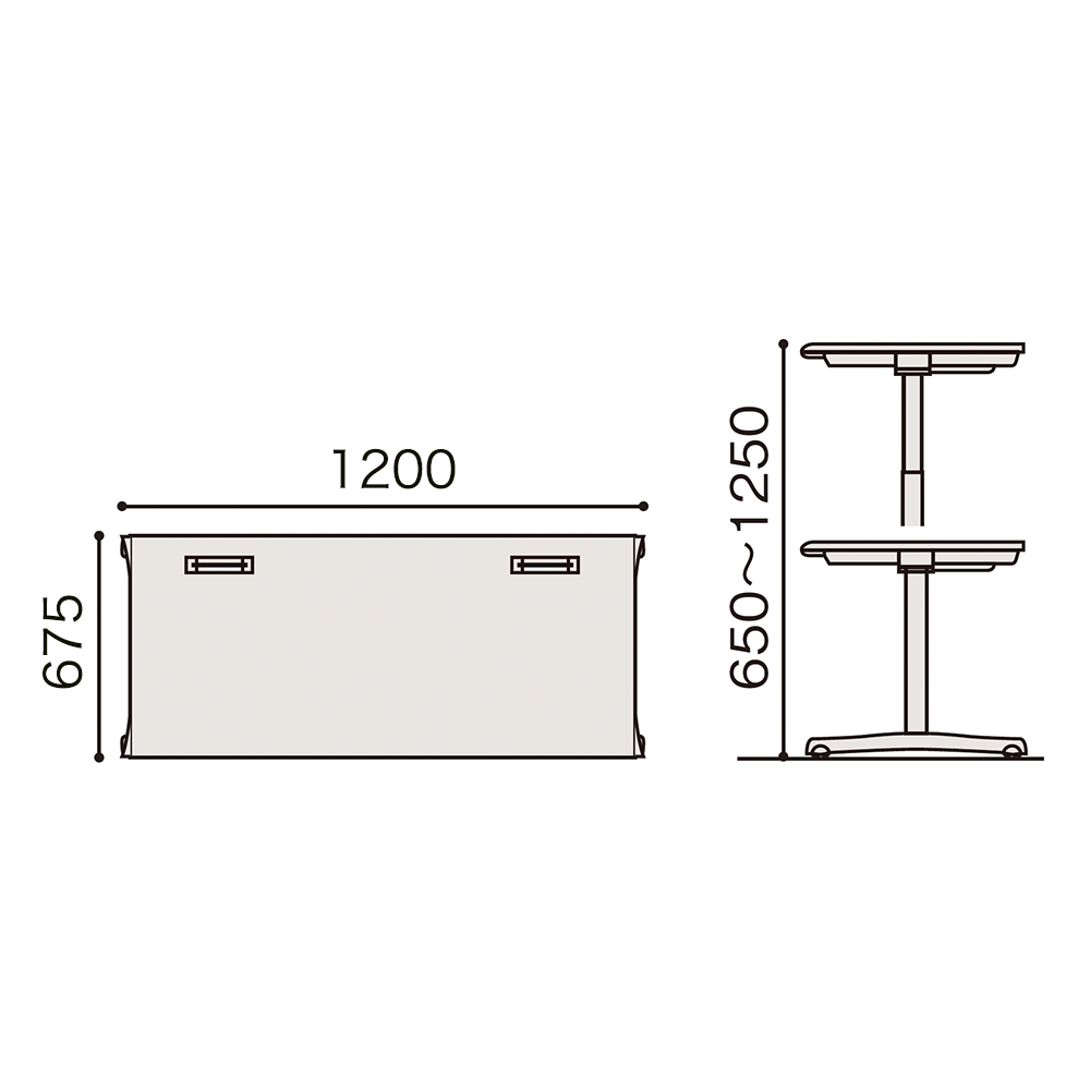 トイロ デスク （ toiro desk ） JZD-1207HA-CTR 昇降スイッチ 塗装脚/ブラック W120 × D67.5cm ラウンドエッジ [ TR/天板81×脚T1］