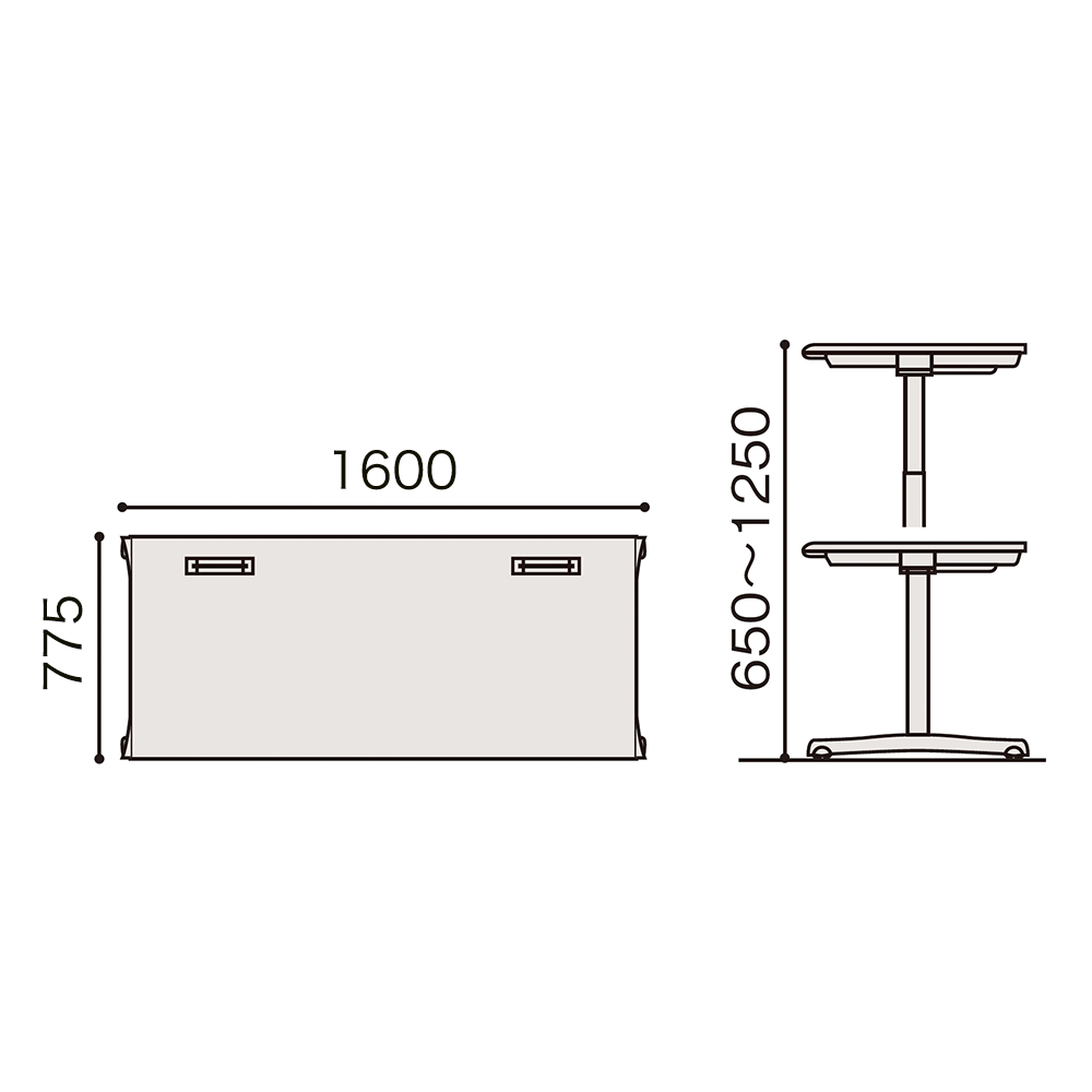 トイロ デスク （ toiro desk ） JZD-1608HA-CTL 昇降スイッチ 塗装脚/ブラック W160 × D77.5cm ラウンドエッジ [ TL/天板W9×脚T1］