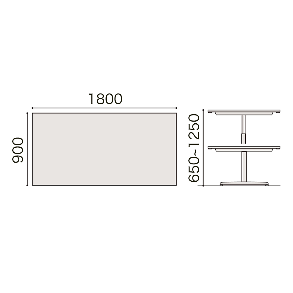 トイロ テーブル （ toiro table ） JZT-1809NB-ATW プレーン天板 表示付昇降スイッチ 塗装脚 W180 × D90cm [ TW/天板98×脚T1］