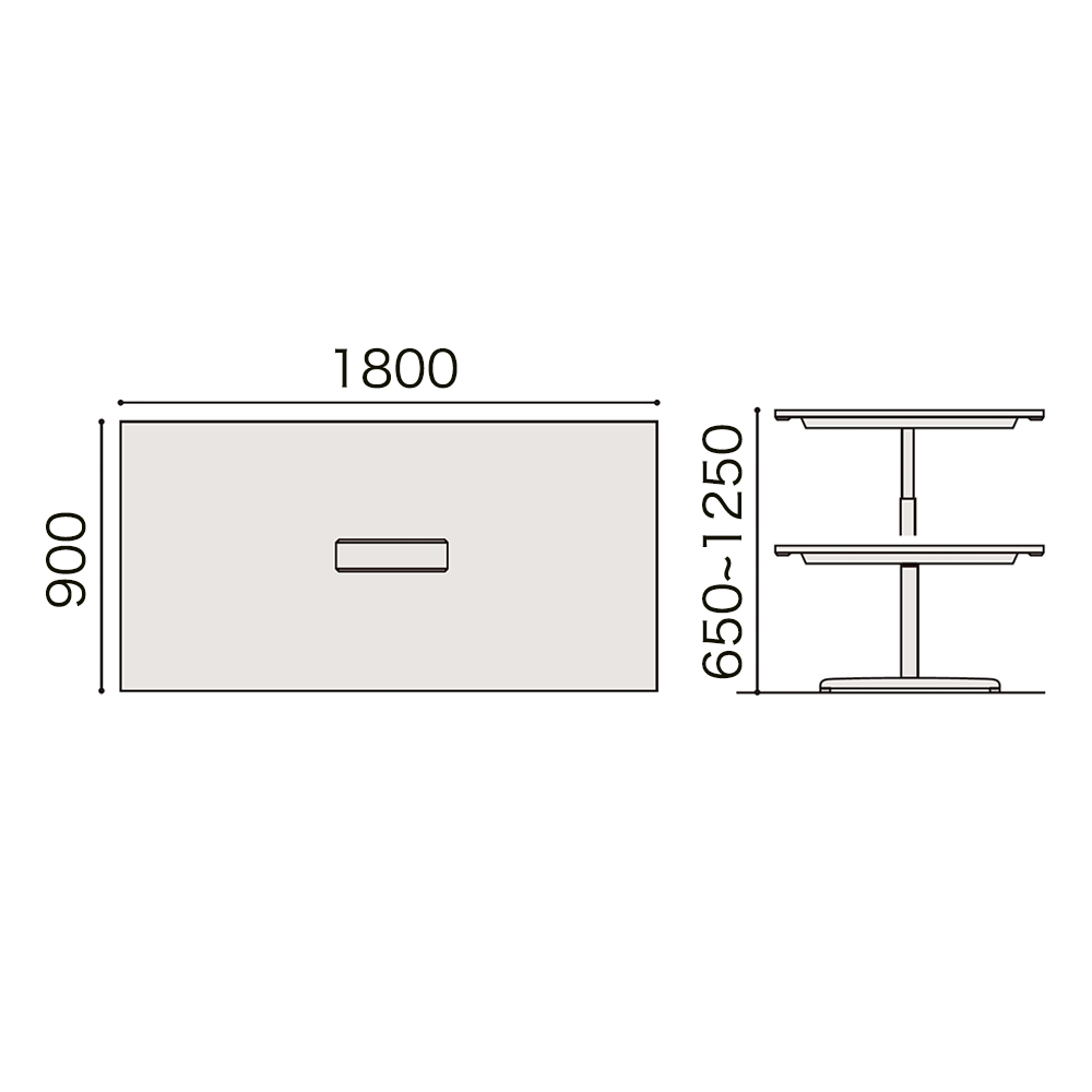 トイロ テーブル （ toiro table ） JZT-1809WA-ATH 配線対応天板 昇降スイッチ 塗装脚 W180 × D90cm [ TH/天板61×脚T1］