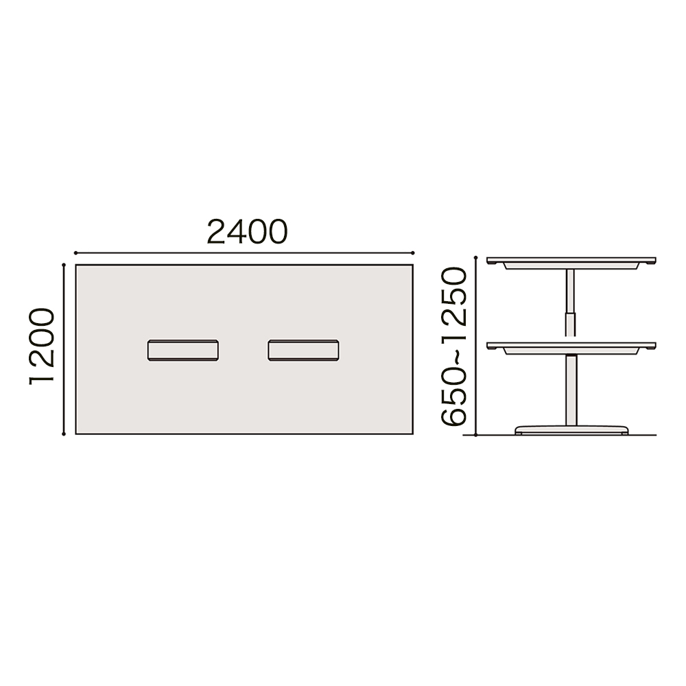 トイロ テーブル （ toiro table ） JZT-2412WA-ATL 配線対応天板 昇降スイッチ 塗装脚 W240 × D120cm [ TL/天板W9×脚T1］