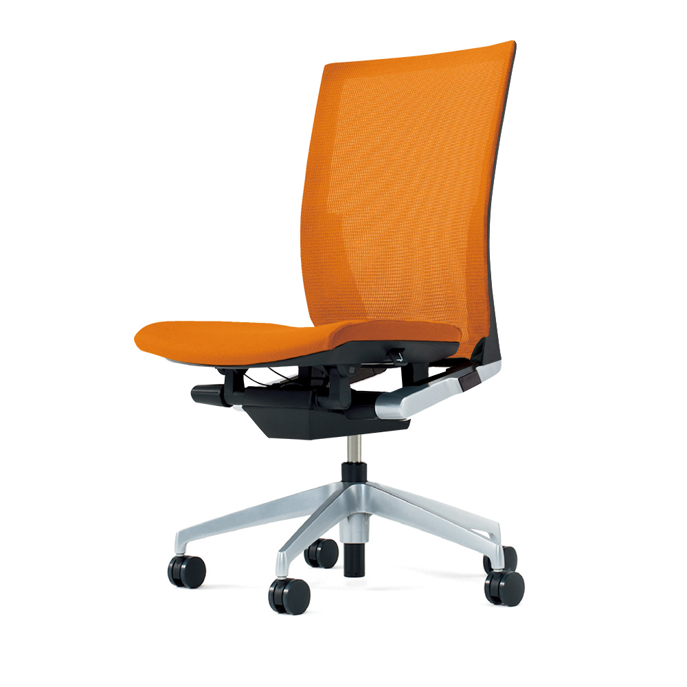 ヴェントチェア （ Vento chair ） KE-830JB-Z5D3 プレーンメッシュ （ランバーサポートなし）/肘なし/アルミ脚（シルバーメタリック） ［Z5×アンバーオレンジ］