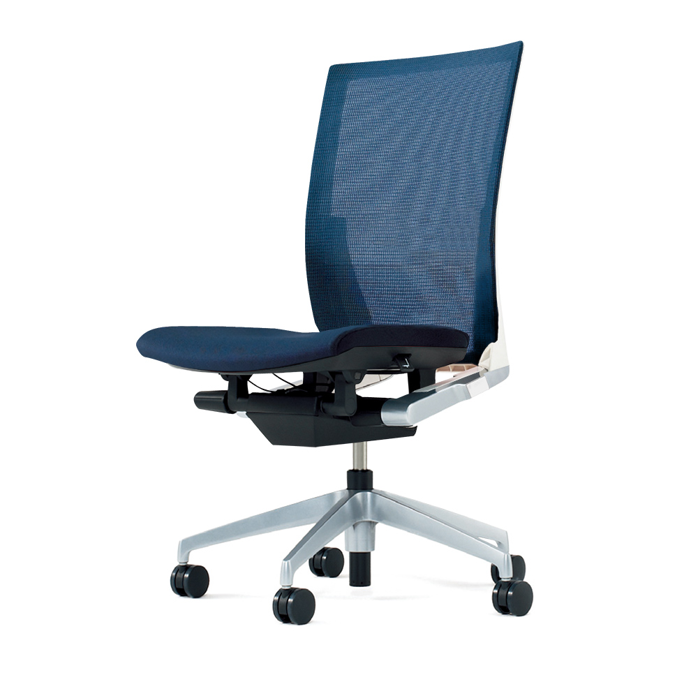 ヴェントチェア （ Vento chair ） KE-830JV1-ZLB2 プレーンメッシュ （ランバーサポートなし）/肘なし/アルミ脚（シルバーメタリック） ［ZL×ネイビーブルー］