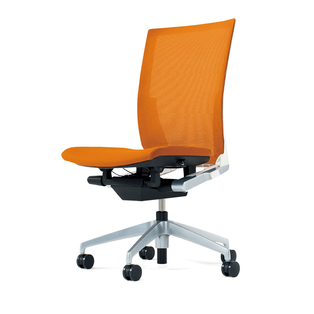 ヴェントチェア （ Vento chair ） KE-830JV1-ZLD3 プレーンメッシュ （ランバーサポートなし）/肘なし/アルミ脚（シルバーメタリック） ［ZL×アンバーオレンジ］