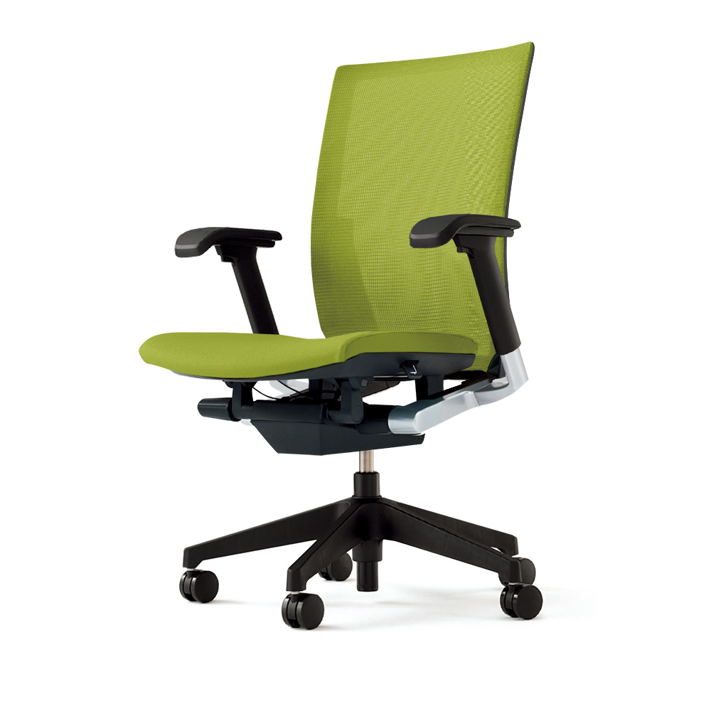 ヴェントチェア （ Vento chair ） KE-837JV1-T1Q6 プレーンメッシュ （ランバーサポートなし）/（ブラックT）/可動肘付/樹脂脚 ［モスグリーン］