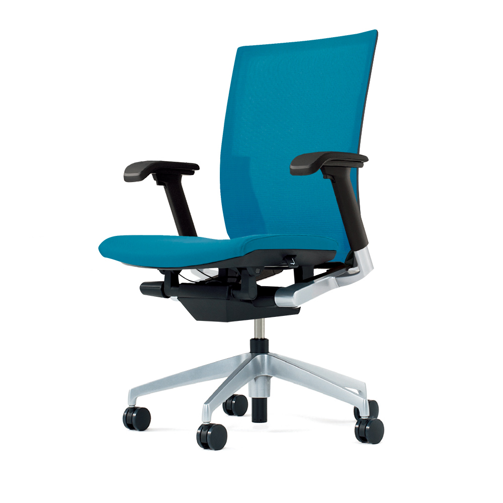 ヴェントチェア （ Vento chair ） KE-837JV1-Z5A3 プレーンメッシュ （ランバーサポートなし）/可動肘付/アルミ脚（シルバーメタリック） ［Z5×ストロングブルー］