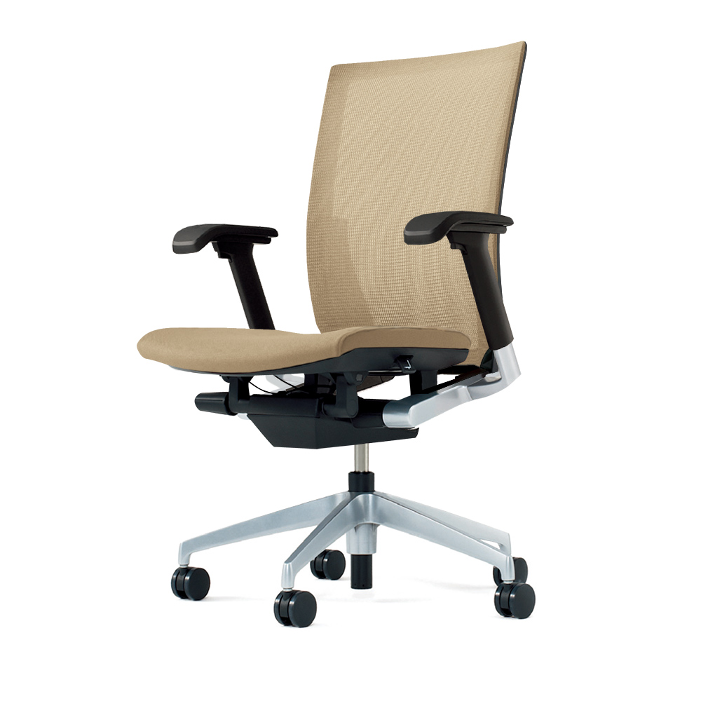ヴェントチェア （ Vento chair ） KE-837JV1-Z5Y3 プレーンメッシュ （ランバーサポートなし）/可動肘付/アルミ脚（シルバーメタリック） ［Z5×サンドイエロー］
