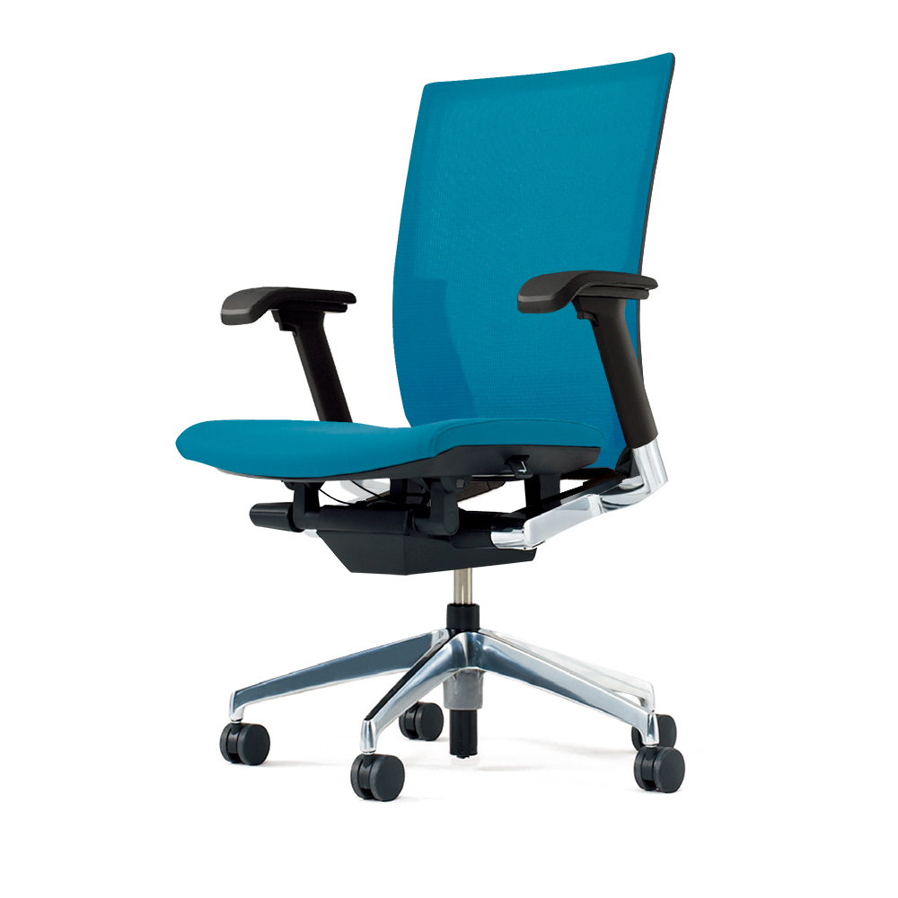 ヴェントチェア （ Vento chair ） KE-837JB-Z9A3 プレーンメッシュ （ランバーサポートなし）/可動肘付/アルミ脚（アルミミラー） ［Z9×ストロングブルー］