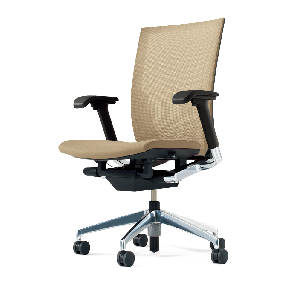 ヴェントチェア （ Vento chair ） KE-837JB-Z9Y3 プレーンメッシュ （ランバーサポートなし）/可動肘付/アルミ脚（アルミミラー） ［Z9×サンドイエロー］