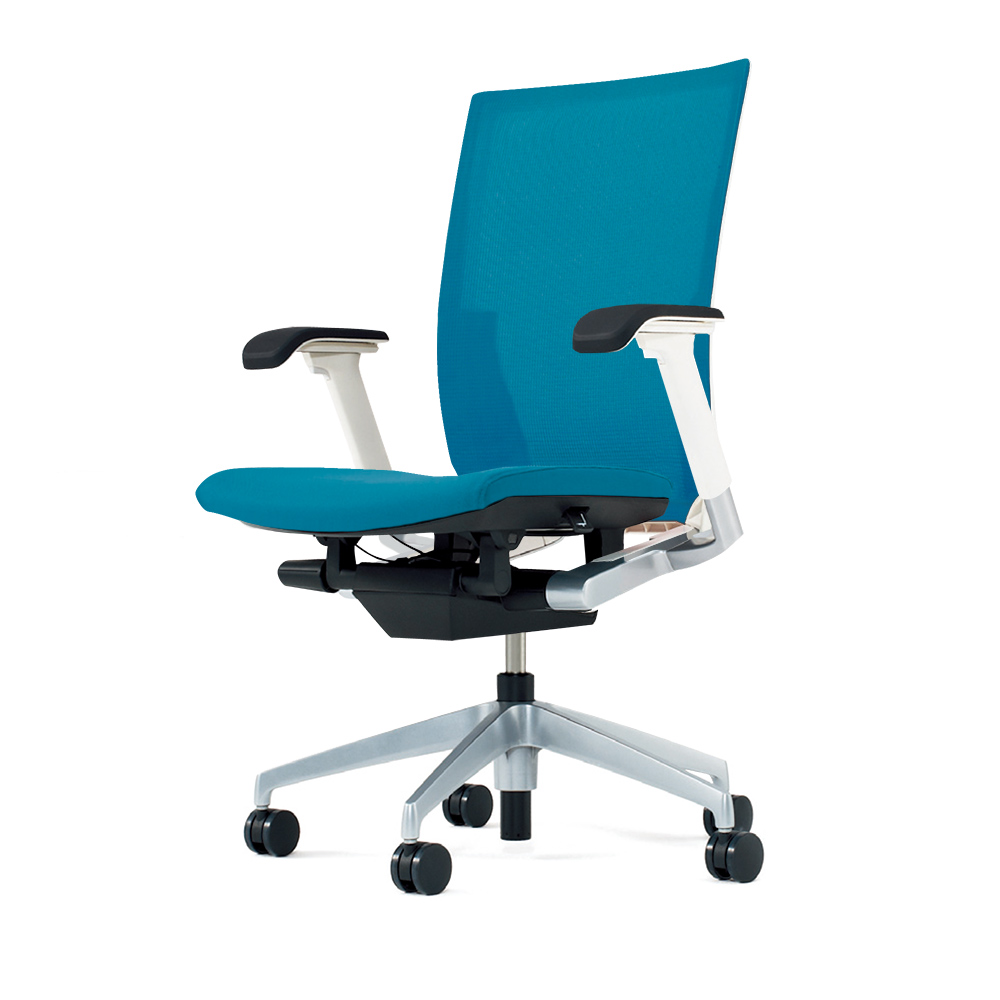ヴェントチェア （ Vento chair ） KE-837JB-ZLA3 プレーンメッシュ （ランバーサポートなし）/可動肘付/アルミ脚（シルバーメタリック） ［ZL×ストロングブルー］