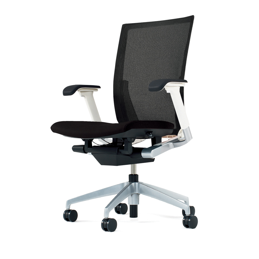 ヴェントチェア （ Vento chair ） KE-837JV1-ZLT1 プレーンメッシュ （ランバーサポートなし）/可動肘付/アルミ脚（シルバーメタリック） ［ZL×ブラックT］
