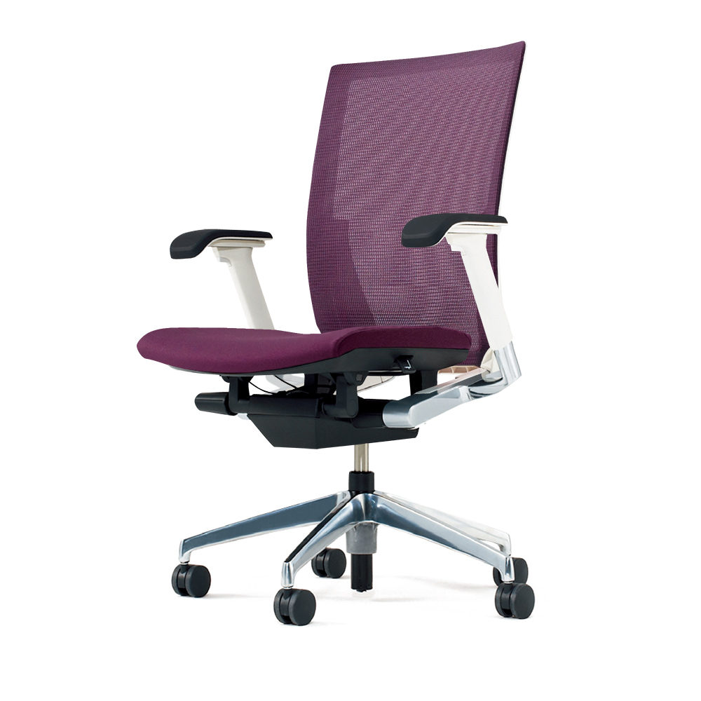 ヴェントチェア （ Vento chair ） KE-837JV1-ZWX7 プレーンメッシュ （ランバーサポートなし）/可動肘付/アルミ脚（アルミミラー） ［ZW×プラムパープル］