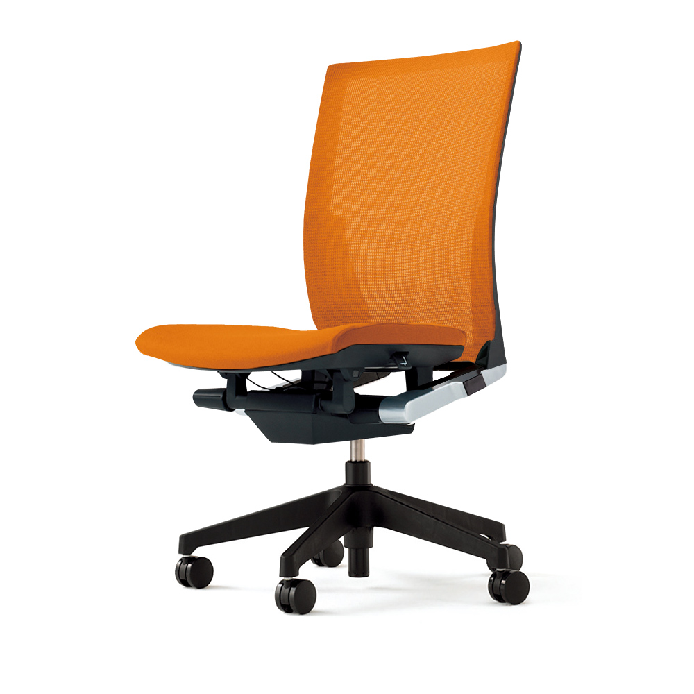 ヴェントチェア （ Vento chair ） KE-860JB-T1D3 プレーンメッシュ （ランバーサポート付）/（ブラックT）/肘なし/樹脂脚 ［アンバーオレンジ］