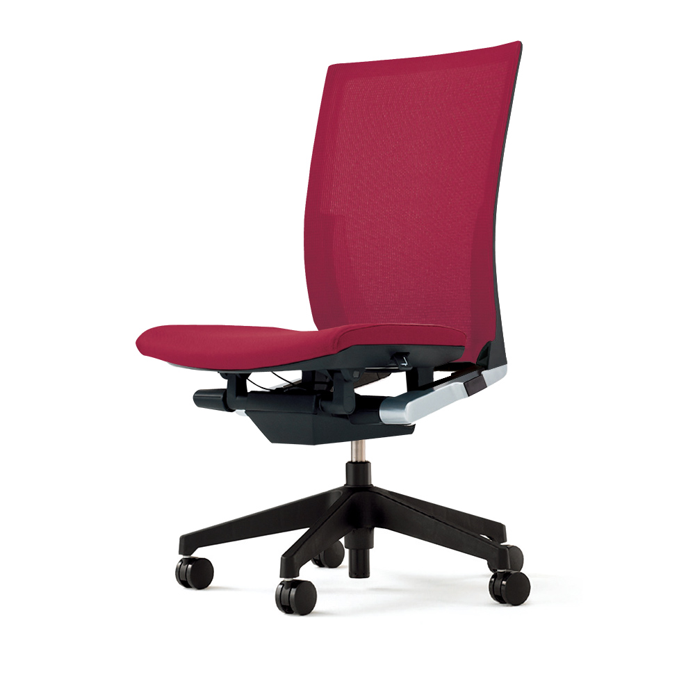 ヴェントチェア （ Vento chair ） KE-860JB-T1M4 プレーンメッシュ （ランバーサポート付）/（ブラックT）/肘なし/樹脂脚 ［ラズベリーレッド］
