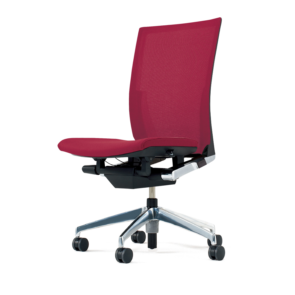 ヴェントチェア （ Vento chair ） KE-860JB-Z9M4 プレーンメッシュ （ランバーサポート付）/肘なし/アルミ脚（アルミミラー） ［Z9×ラズベリーレッド］