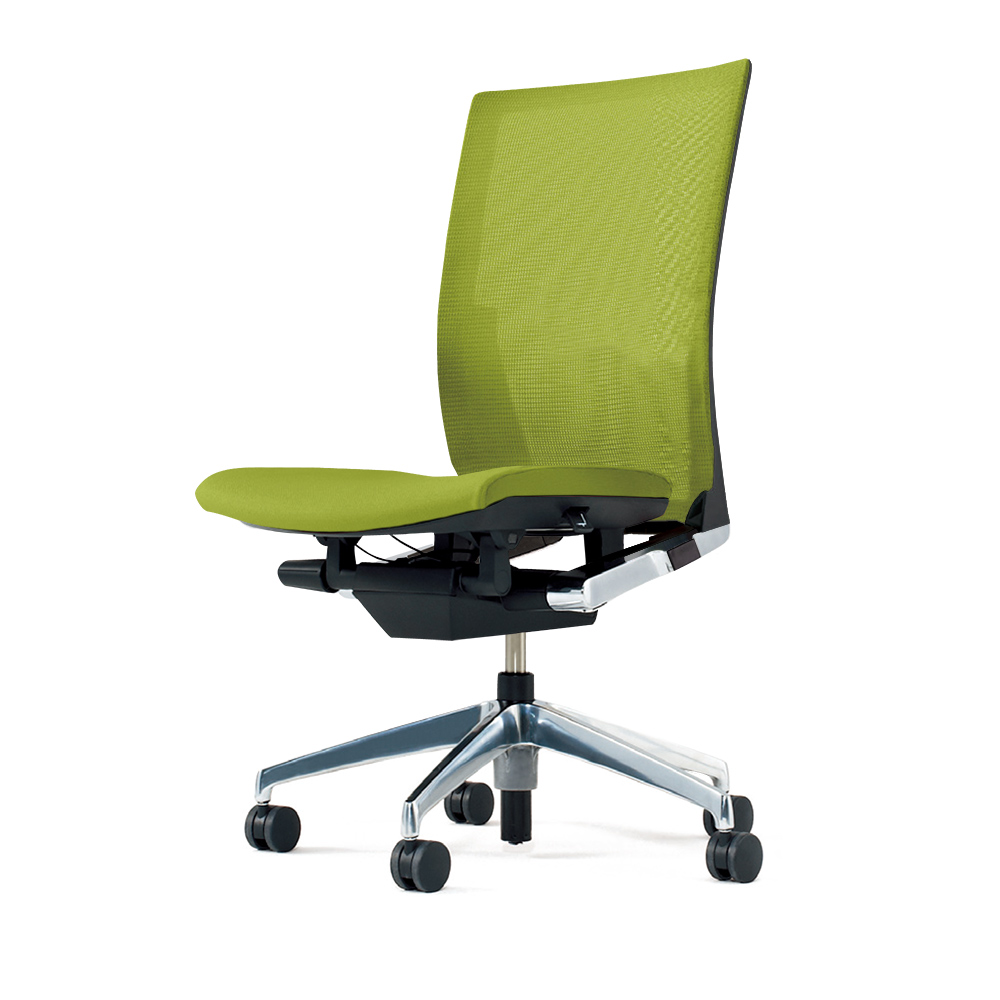 ヴェントチェア （ Vento chair ） KE-860JV1-Z9Q6 プレーンメッシュ （ランバーサポート付）/肘なし/アルミ脚（アルミミラー） ［Z9×モスグリーン］