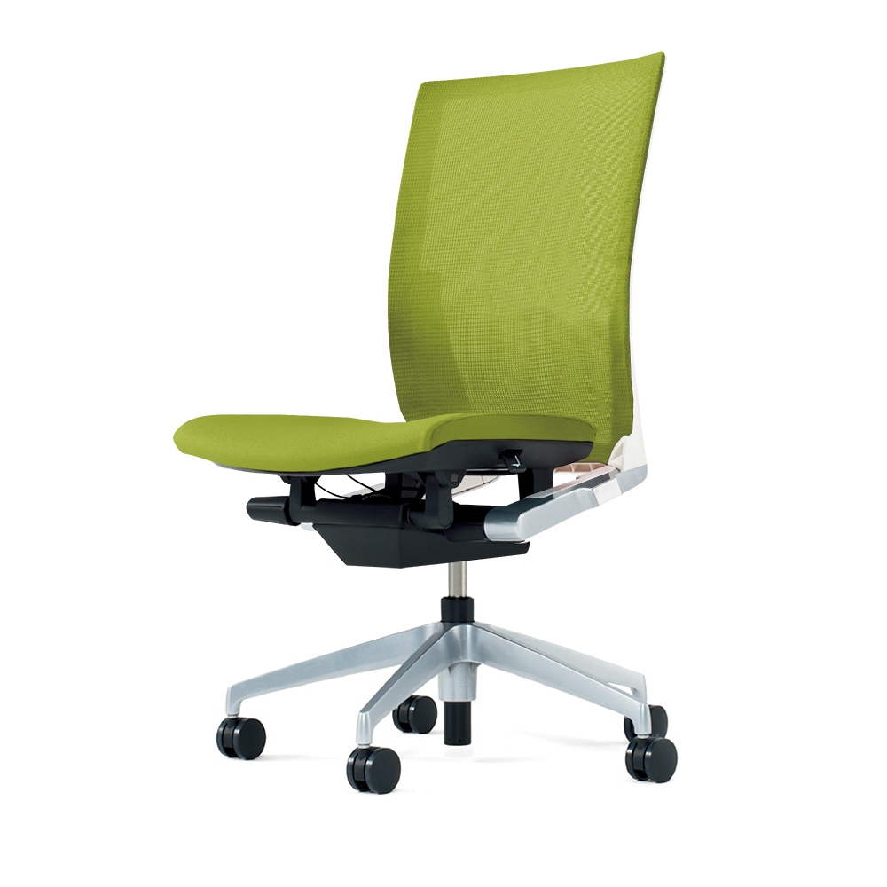 ヴェントチェア （ Vento chair ） KE-860JV1-ZLQ6 プレーンメッシュ （ランバーサポート付）/肘なし/アルミ脚（シルバーメタリック） ［ZL×モスグリーン］