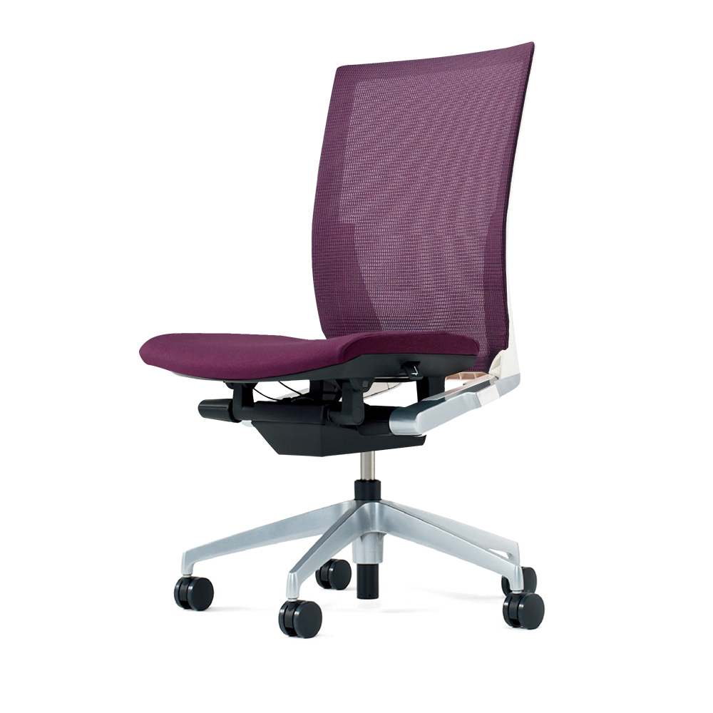 ヴェントチェア （ Vento chair ） KE-860JB-ZLX7 プレーンメッシュ （ランバーサポート付）/肘なし/アルミ脚（シルバーメタリック） ［ZL×プラムパープル］