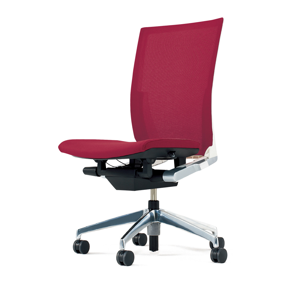 ヴェントチェア （ Vento chair ） KE-860JV1-ZWM4 プレーンメッシュ （ランバーサポート付）/肘なし/アルミ脚（アルミミラー） ［ZW×ラズベリーレッド］