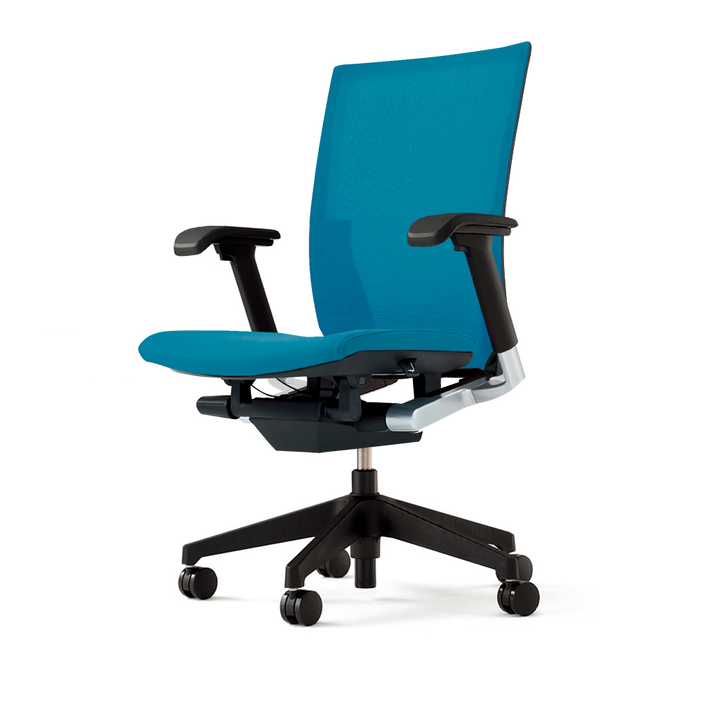 ヴェントチェア （ Vento chair ） KE-867JV1-T1A3 プレーンメッシュ （ランバーサポート付）/（ブラックT）/可動肘付/樹脂脚 ［ストロングブルー］