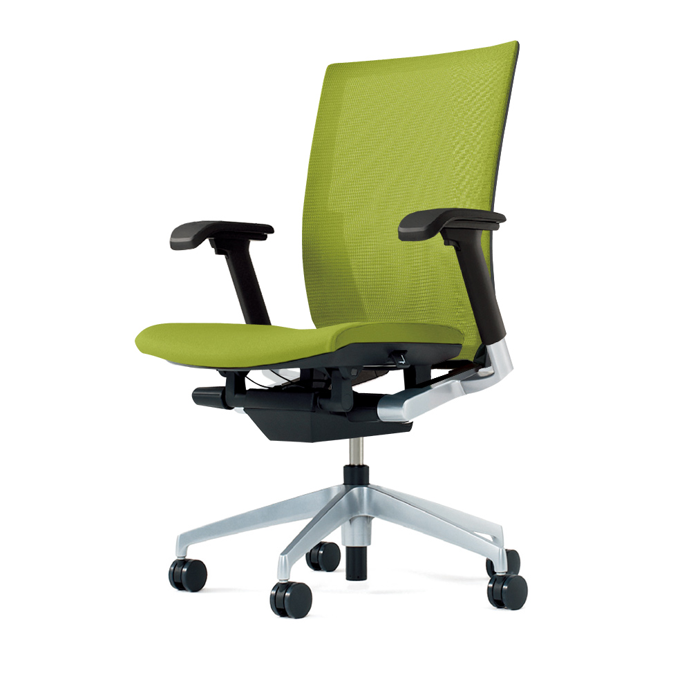 ヴェントチェア （ Vento chair ） KE-867JV1-Z5Q6 プレーンメッシュ （ランバーサポート付）/可動肘付/アルミ脚（シルバーメタリック） ［Z5×モスグリーン］