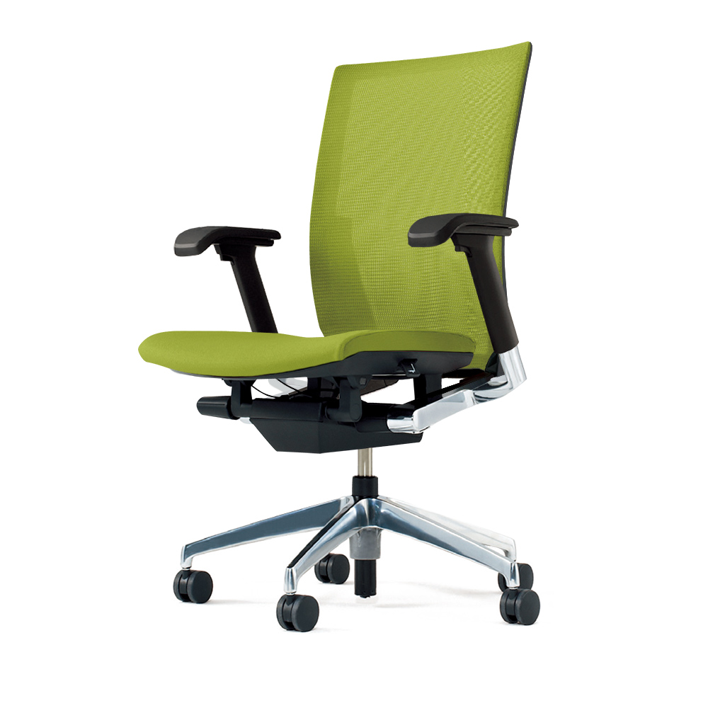 ヴェントチェア （ Vento chair ） KE-867JV1-Z9Q6 プレーンメッシュ （ランバーサポート付）/可動肘付/アルミ脚（アルミミラー） ［Z9×モスグリーン］