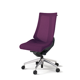 アクトチェア KG-470JVH-ZTX7 プレーンメッシュバック ハイバック アルミミラー脚 肘なし ランバーサポートなし ハンガー  ［ZT×X7/プラムパープル］
