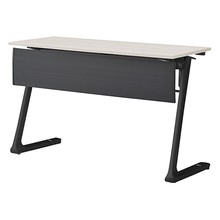 折りたたみテーブル レスパス ブラック幕板付 棚付 1200×450mm ［脚：ブラック/天板：アッシュドパインL］ THT-124KS1-TH
