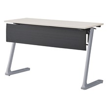 折りたたみテーブル レスパス ブラック幕板付 棚付 1200×450mm ［脚：シルバーメタリック/天板：アッシュドパインL］ THT-124KS1-ZH