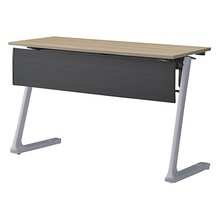 折りたたみテーブル レスパス ブラック幕板付 棚付 1200×450mm ［脚：シルバーメタリック/天板：アッシュドオークM］ THT-124KX1-ZM