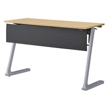 折りたたみテーブル レスパス ブラック幕板付 棚付 1200×450mm ［脚：シルバーメタリック/天板：ホワイトオークM］ THT-124KX1-ZX