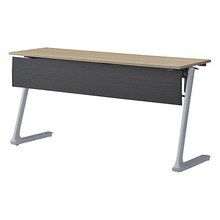 折りたたみテーブル レスパス ブラック幕板付 棚付 1500×450mm ［脚：シルバーメタリック/天板：アッシュドオークM］ THT-154KS1-ZM