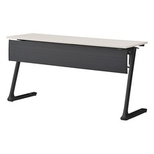 折りたたみテーブル レスパス ブラック幕板付 棚付 1500×450mm ［脚：ブラック/天板：アッシュドパインL］ THT-154KX1-TH