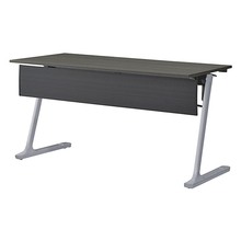 折りたたみテーブル レスパス ブラック幕板付 棚付 1500×600mm ［脚：シルバーメタリック/天板：アッシュドオークD］ THT-156KX1-ZR