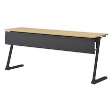 折りたたみテーブル レスパス ブラック幕板付 棚付 1800×450mm ［脚：ブラック/天板：ホワイトオークM］ THT-184KS1-TX