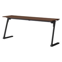 折りたたみテーブル レスパス 幕板なし 棚付 1800×450mm ［脚：ブラック/天板：ブラックウォールナットD］ THT-184LS1-TY