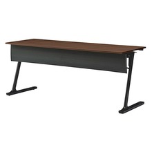 折りたたみテーブル レスパス ブラック幕板付 棚付 1800×600mm ［脚：ブラック/天板：ブラックウォールナットD］ THT-186KX1-TY