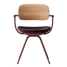 バーテブラ03WOOD （ vertebra03WOOD ） 4本脚 （ 座面回転 ） KG815CD-F2X701 本体  :  ブラウン ［ 背WOOD × 座クッション  :  クリア × CD張地  :  X7 / プラムパープル ]