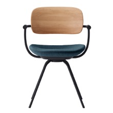 バーテブラ03WOOD （ vertebra03WOOD ） 4本脚 （ 座面回転 ） KG815CD-T1B401 本体  :  ブラック ［ 背WOOD × 座クッション  :  クリア × CD張地  :  B4 / ダックブルー ]