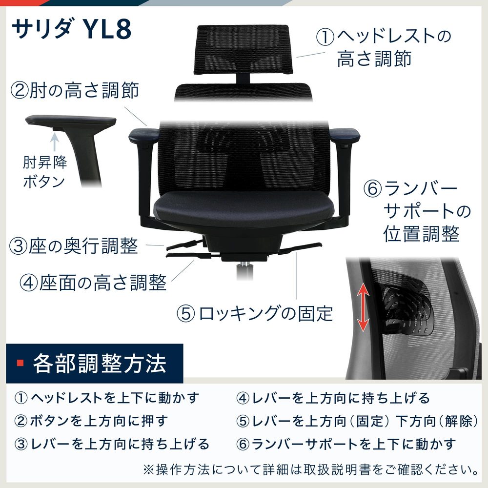 サリダチェア YL8 可動肘 YL8-NYBL-AEL｜オフィスチェア｜イトーキ公式 