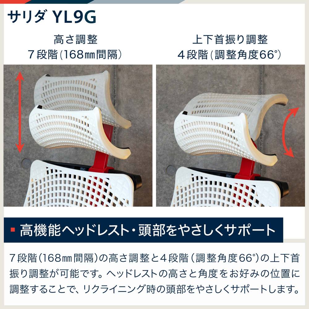 サリダチェア YL9G ゲーミングモデル 可動肘 ハイバック ブラック YL9G-R-BLEL